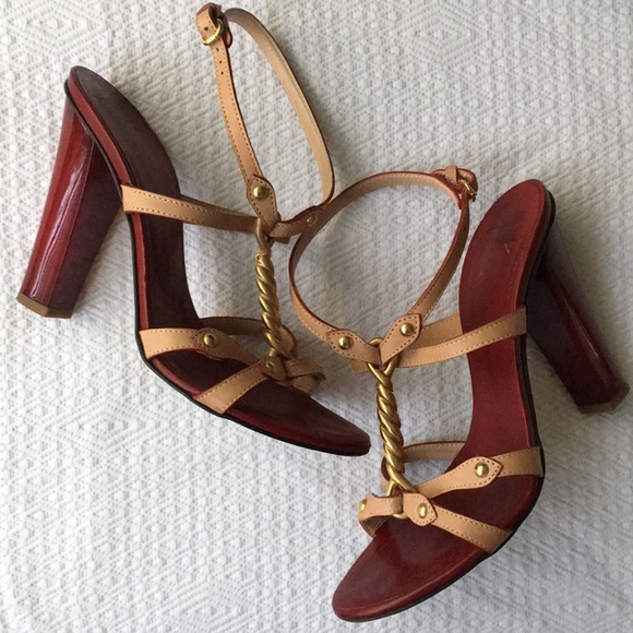 Giuseppe Zanotti Shoes - {giuseppe zanotti} Brass Twist Leather Heel